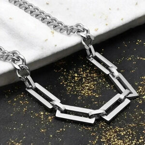 🆕️Stunning 18K White Gold Plated Cuban Chain Necklace - 316L Stainless Steel